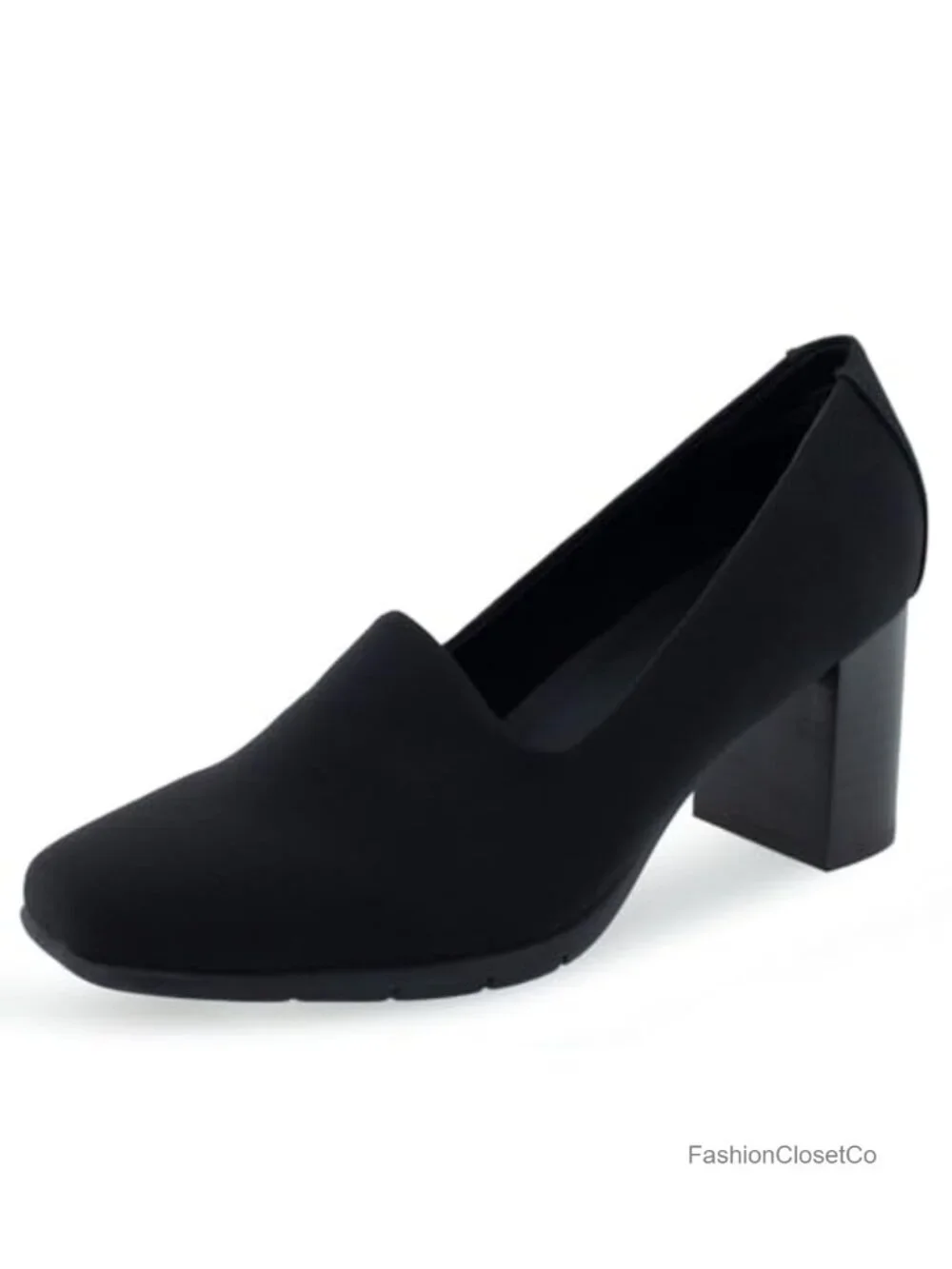 Aerosoles Women's Midnight Square Toe Block Heel Pump Memory Foam Wool